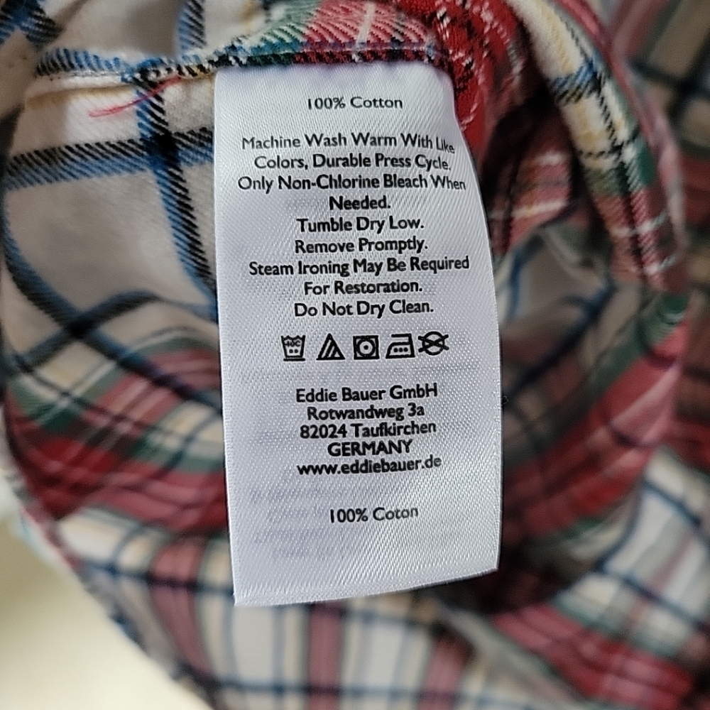 Eddie Bauer Flannel Multi Plaid Button Down Mens Shirt Sz Large Fall Holidays - Picture 8 of 9